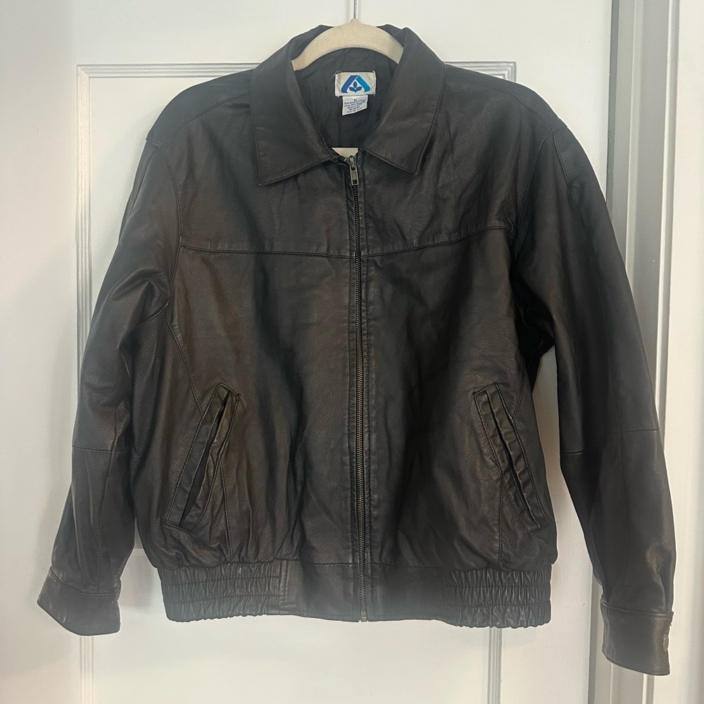 Genuine Leather Bomber Jacket - Albertsons